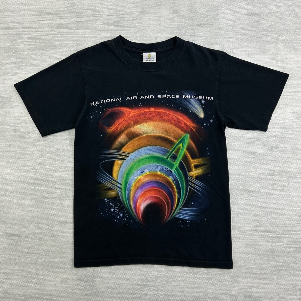 Vintage 90s National Air and Space Museum Shirt Size Small Black Smithsonian
